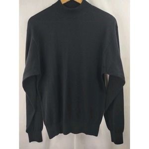 Baracuta Mens Silk Blend Mock Neck Long Sleeve Sweater‎ Size Large Black